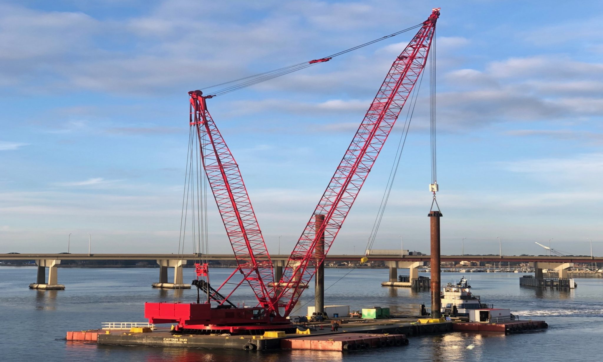 Crane barge, Capt Bud, supports US NAVY DLBA
